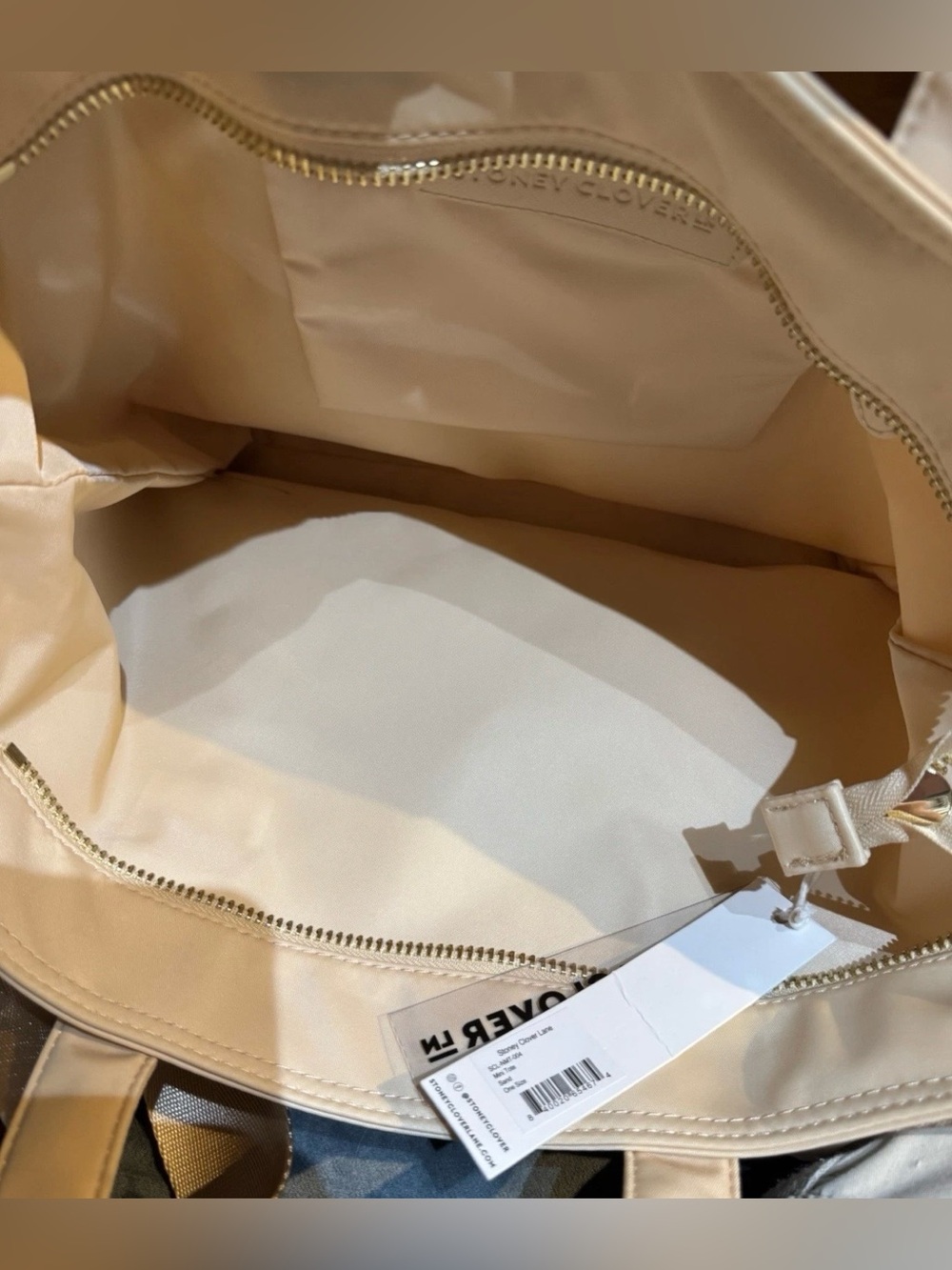 Stoney Clover Lane Cream Tote with Gold Accent Strap Sand - Picture 4 of 8